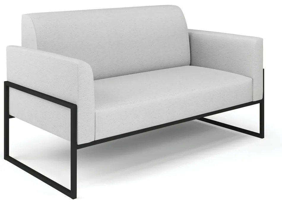 Sofá Namoradeira com 2 Poltronas Base Industrial Alta Preto Marisa Linho D03 - D'Rossi - A05 Cinza