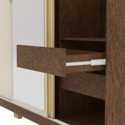 Guarda Roupa Casal 200cm Com Espelho Porto Flex Imbuia/Fendi - Vila Ri