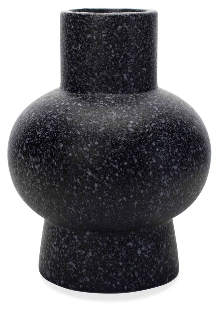 Vaso Decorativo em Cerâmica Flocos Preto 20x13 cm - D'Rossi