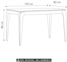 Mesa de Jantar Retangular 120cm 4 Lugares Yuma Ypê/Preto N02 - Mpozena