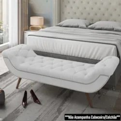 Puff Recamier Calçadeira 140cm Pés Palito Madeira Venêto Z37 Boucle Br