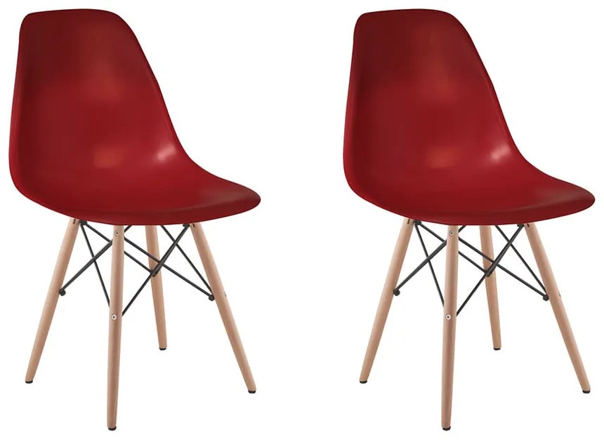 Conjunto 2 Cadeiras Eiffel Base Madeira – Bordô