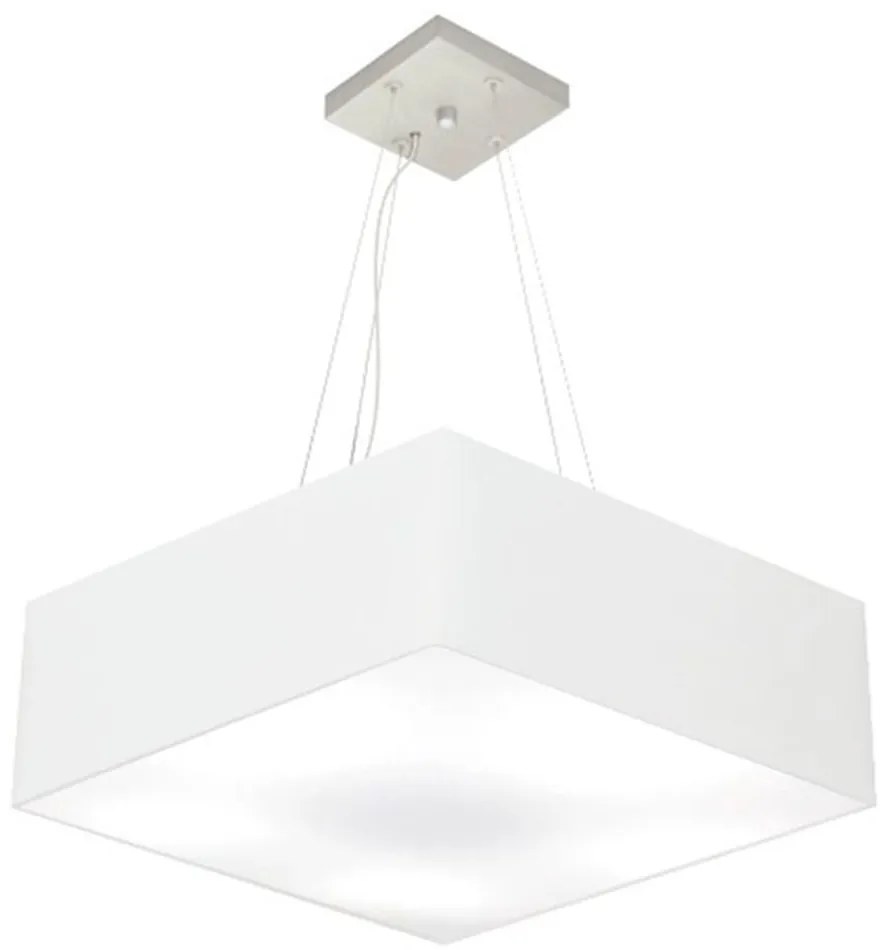 Lustre Pendente Quadrado Md-4137 Cúpula em Tecido 15/70x70cm Branco - Bivolt