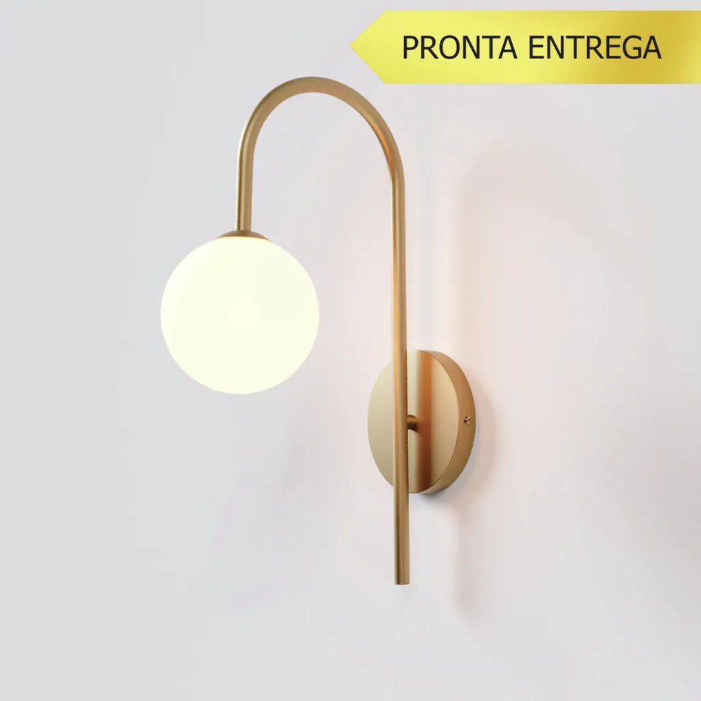 Arandela Umbrella Haste Curva 12X24X41Cm Aluminio E Globo Ø12Cm Rosca... (CHAMPANHE)