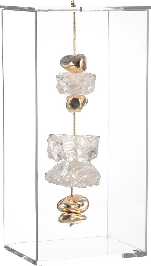 Escultura Pedra Cristal Transparente c/ Caixa de Acrílico G