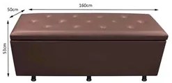 Calçadeira Baú Casal Queen 160cm Estofada Liz S05 Sintético Marrom - M