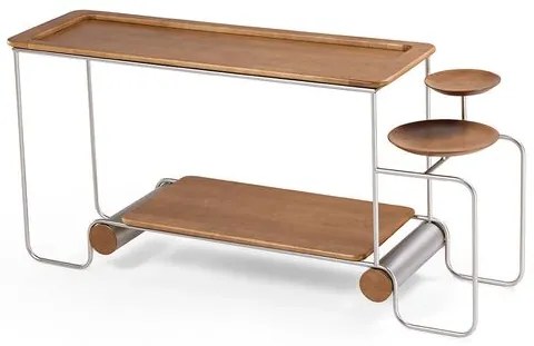 Aparador Ravena Madeira Amêndoa Aço Champagne 160cm - 78893 Sun house