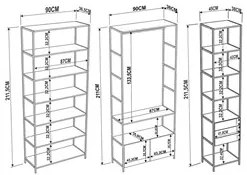 Quarto Modulado Closet 4 Módulos Estilo Industrial Steel Quadra Vermon
