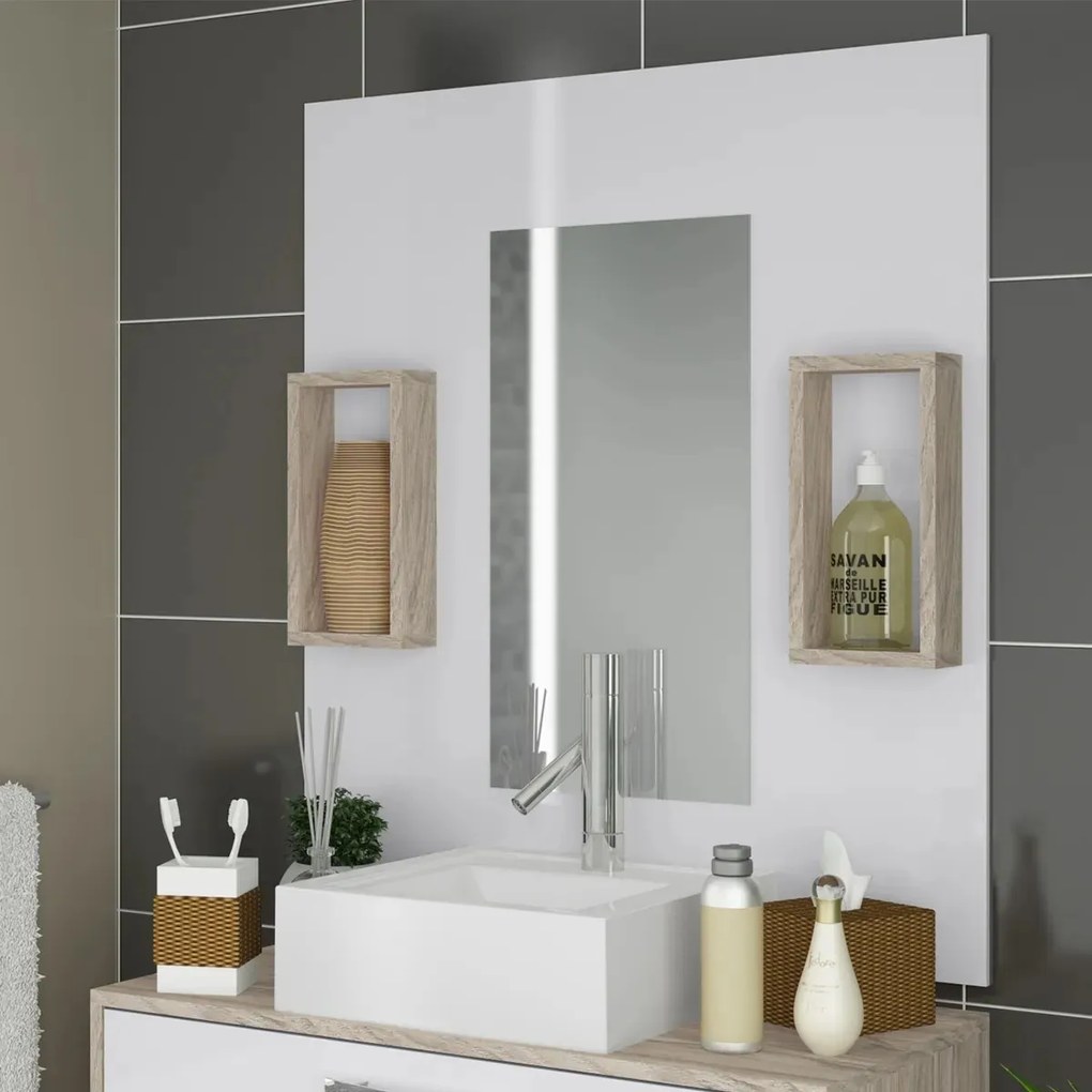 Conjunto De Banheiro 80cm MDF Balcão Painel Cuba Rodinhas Class