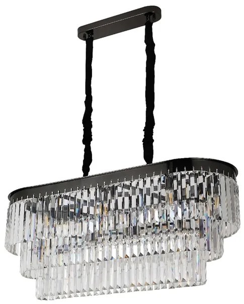 Pendente Cristal Metal Preto Cromado Palace