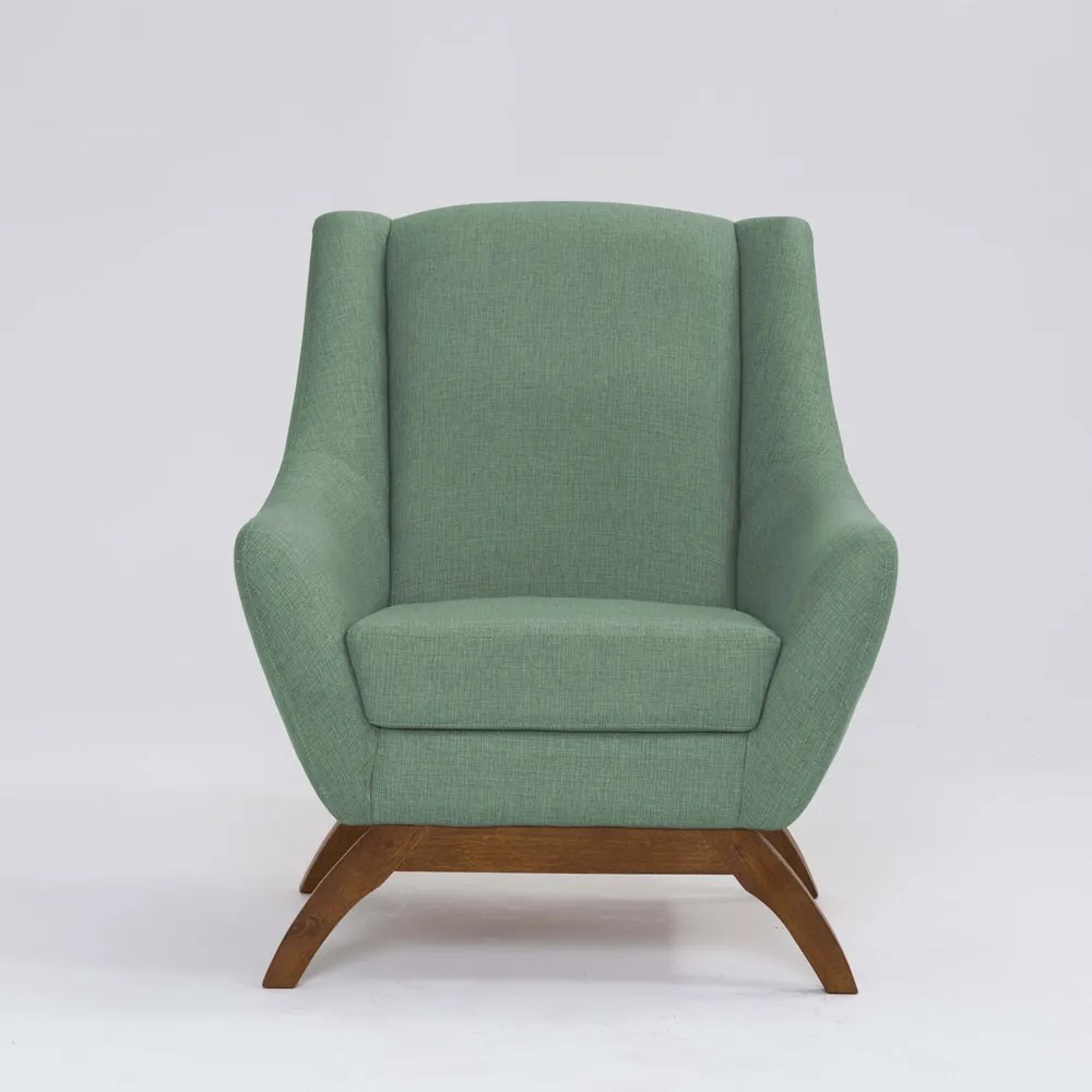 Poltrona Decorativa Mildred D07 Pés Madeira Linho Mescla Verde - D'Rossi