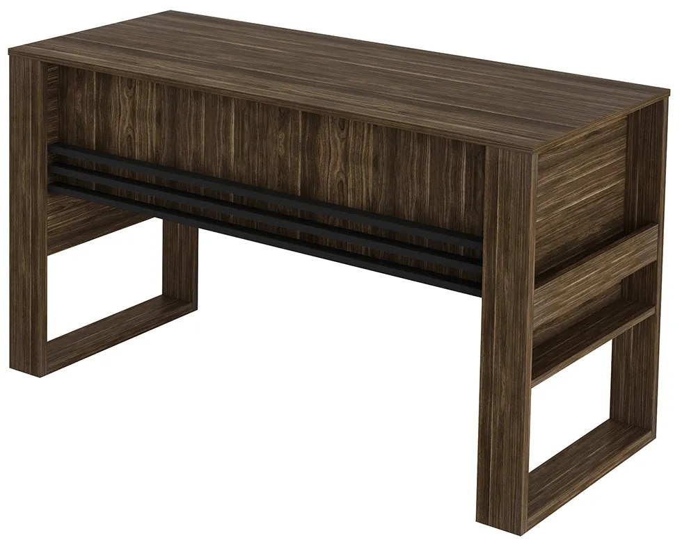 Mesa com Aplique para Escritório Home Office ME4146 MDP Nogal/Preto G69 - Gran Belo