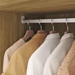 Guarda Roupa Casal 218cm Com Espelho Elegance Nature/Champanhe - Vila