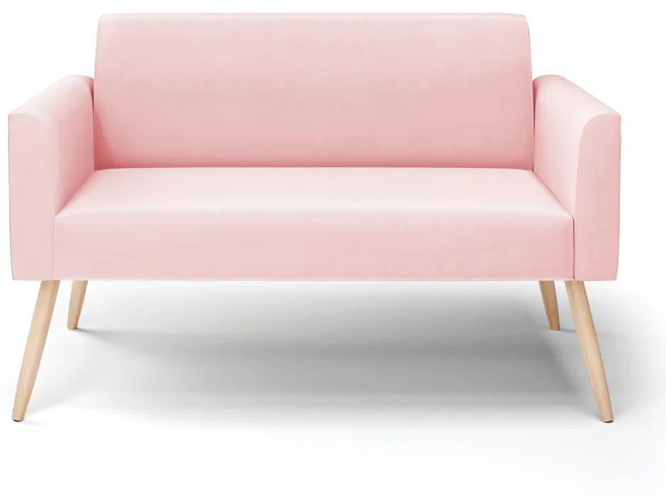 Sofá Namoradeira Pés Palito Natural Marisa Suede D03 - D'Rossi - Rosa Bebê