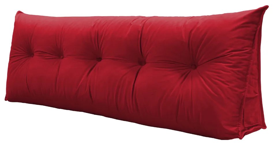 Almofada para Cabeceira Mel 1,60 m Queen Travesseiro Apoio para Encosto Macia Formato Triângulo Suede Vermelho