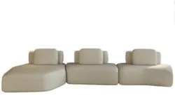 Sofá Ilha Com Chaise 449cm Living Moby Boucle Creme Z08 - Mpozenato