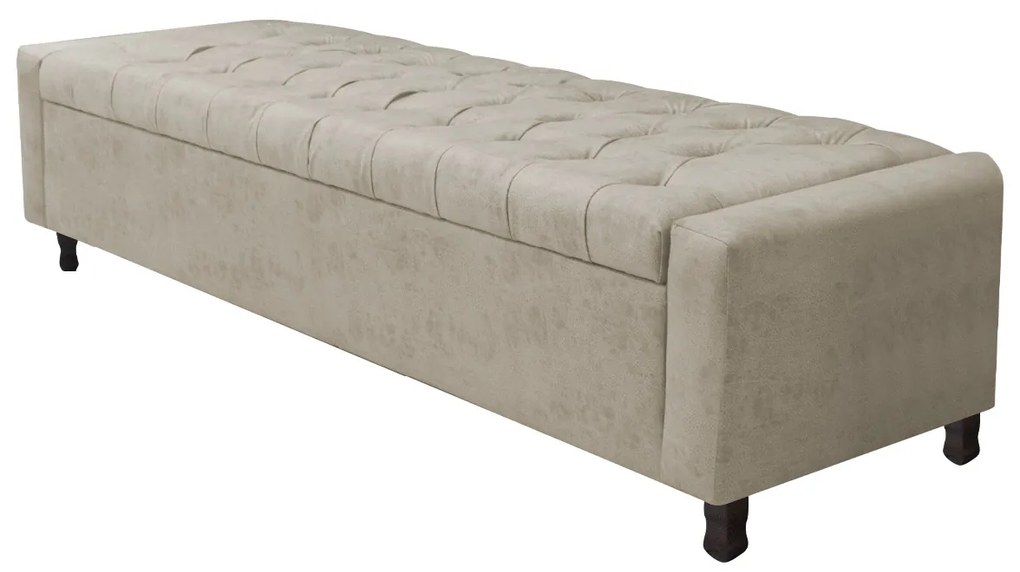 Kit Cabeceira e Calçadeira Baú Queen Everest P02 160 cm para cama Box Suede - ADJ Decor