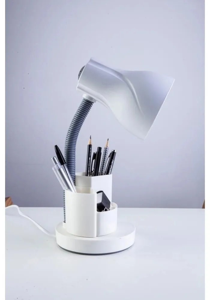 Luminária de Mesa Spiralle Branco Porta Lápis E27 Bivolt