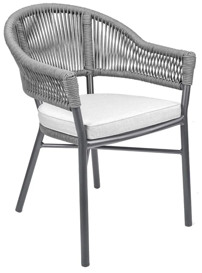 Cadeira Área Externa de Alumínio Bear com Corda Naútica Grafite G56 - Gran Belo