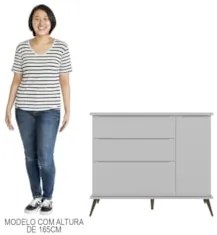 Cômoda Infantil 1 Porta 3 Gavetas 100% MDF Pés Retrô Mel Z39 Cinza - M