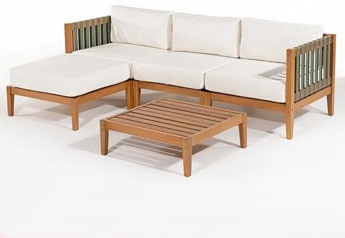 Conjunto Aurora 3 Lugares Puff Assento Areia Mesa Mel - 78448 Sun House