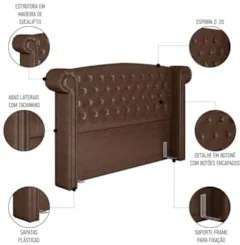Cabeceira Cama Box Queen 160cm Provença Z37 Sintético Marrom - Mpozena