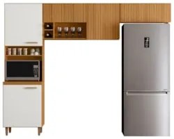 Armário de Cozinha Ema Freijó UV/Off Acetinado/Ripado Frisado Z44 - Mp