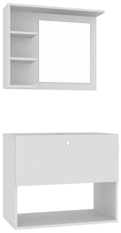 Gabinete Conjunto de Banheiro 1 Gaveta Espelheira Branco