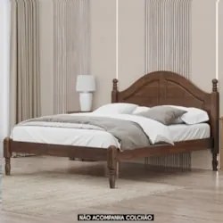 Cama Casal 140cm Com Cabeceira Pé Madeira Eduarda Café F07 - Mpozenat