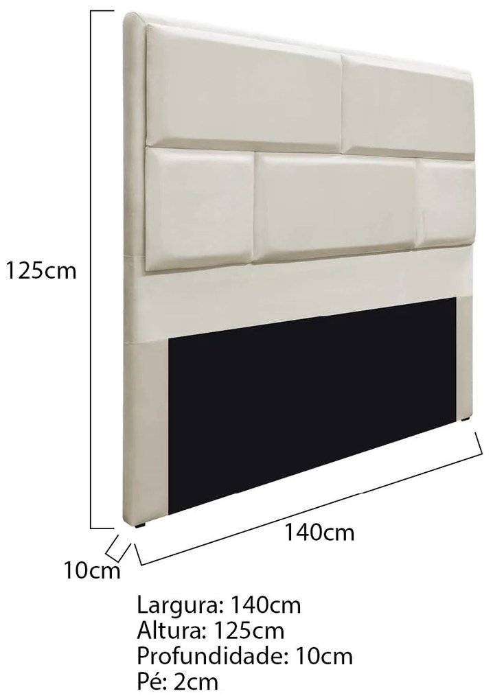 Cabeceira Casal Brick P02 140 cm para cama Box Linho - ADJ Decor