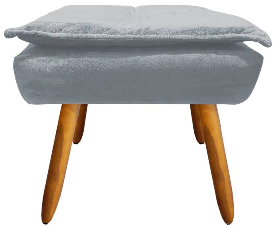 Puff Banqueta Decorativo Pé Palito Opala Suede D03 - D'Rossi - Cinza