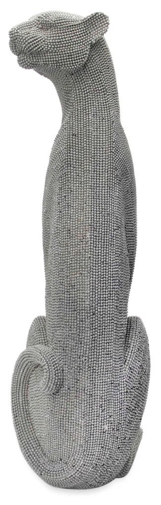 Escultura Decorativo Pantera Em Poliresina Cinza 52x19x17 Cm - D'Rossi