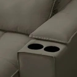 Sofá Retrátil 3 Lugares com Porta Copo 250cm Andes F05 Veludo Marrom -