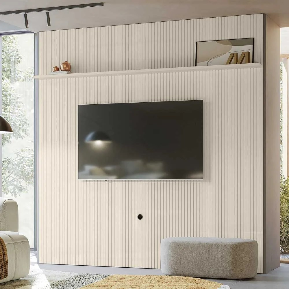 Painel Decorativo 245cm Hirta Frisado MDP até 75 OffWhite G97 - Gran Belo