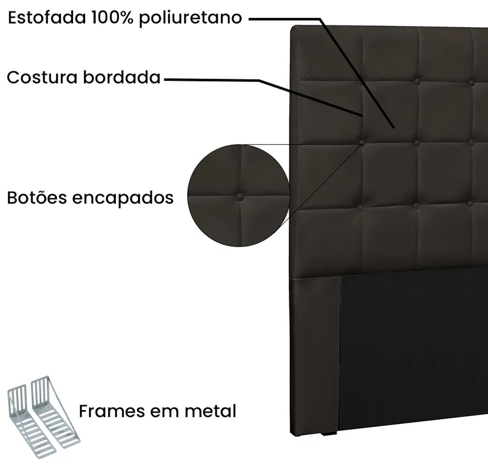 Cabeceira Verona Para Cama Box Queen 160 cm Corino - D'Rossi - Marrom