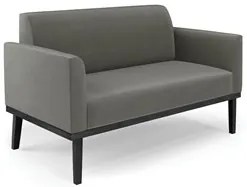 Sofá Namoradeira e 1 Poltrona Base Madeira Preto Maressa Suede Grafite