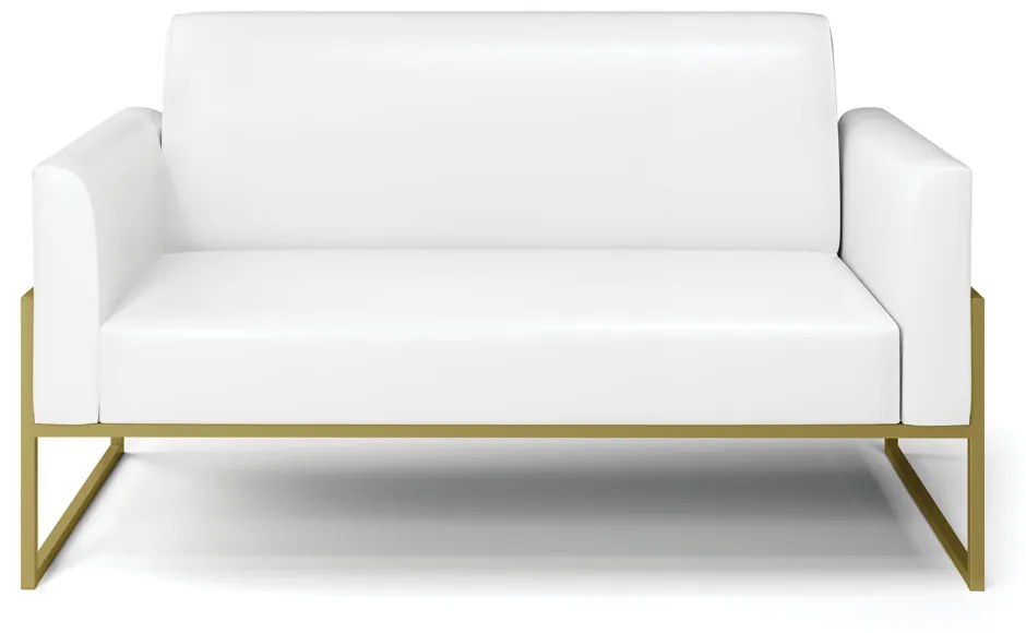 Sofá Namoradeira Base Industrial Alta Dourado Marisa Corano D03 - D'Rossi - Branco