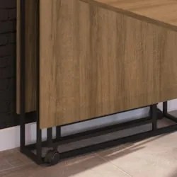 Mesa Escrivaninha 142cm Dobrável Com rodízios Naomi Preto Z54 - Mpozen