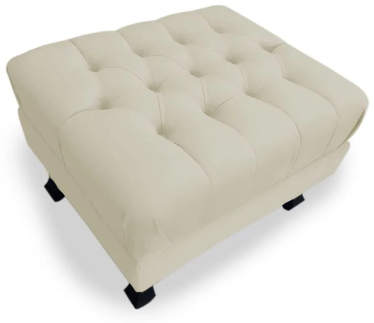 Puff Baú Decorativo Luis XV Capitonê 60x50cm Suede Bege - Sheep Estofados - Bege