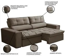 Sofá Retrátil Reclinável 3 Lugares 180cm Blanches F05 Veludo Castor -