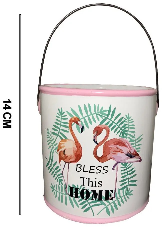 Vaso Decorativo em Cerâmica com Alça Branco 14cm - D'Rossi