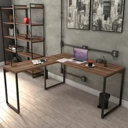 Mesa de Escritório Office em L 150x150cm Estilo Industrial Prisma C08