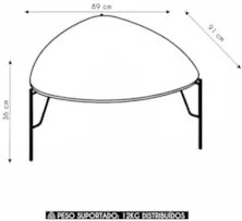 Mesa de Centro Alta Para Sala Pés Metálicos Blen Musgo/Dourado I06 - M