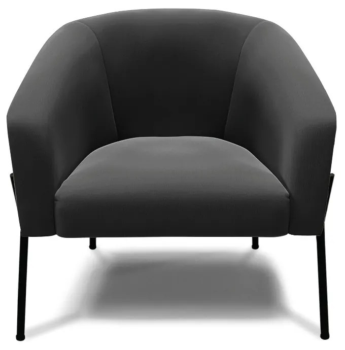 Poltrona Sala Decorativa Pé de Ferro Preto Kit 2 Stella Suede D03 - D'Rossi - Preto