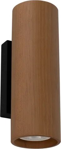 Arandela Madeira Metal Preto Facho Duplo Point