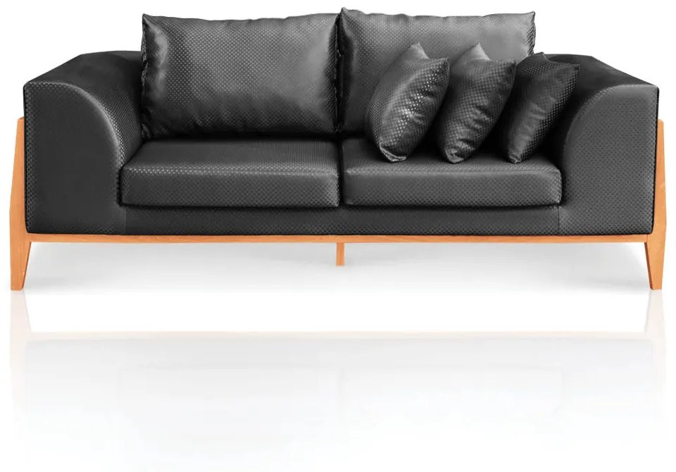 Sofá 2 Lugares Living 225cm Base de Madeira Lucy Facto Escama Preto C05 - D'Rossi