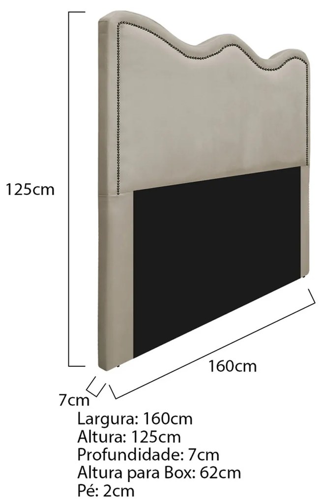 Cabeceira Queen Bari P02 160 cm para cama Box Suede - ADJ Decor