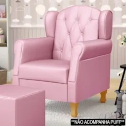 Poltrona de Amamentação com Pés de Madeira Lucy Z39 Sintético Rosa - M