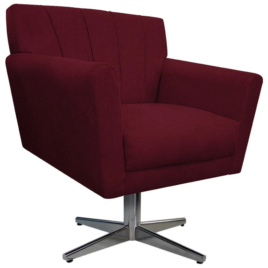 Poltrona Laura Base Giratória de Metal Suede Bordô - ADJ Decor