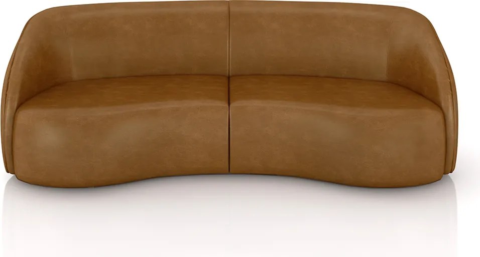 Sofá Decorativo Sala de Estar Bipartido 318cm Clarke PU Caramelo Manchado G45 - Gran Belo